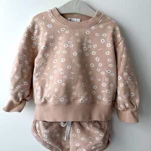 Jamie Kay Organic Cotton Daisy Penny puff sleeve Sweatshirt + track Short Set
